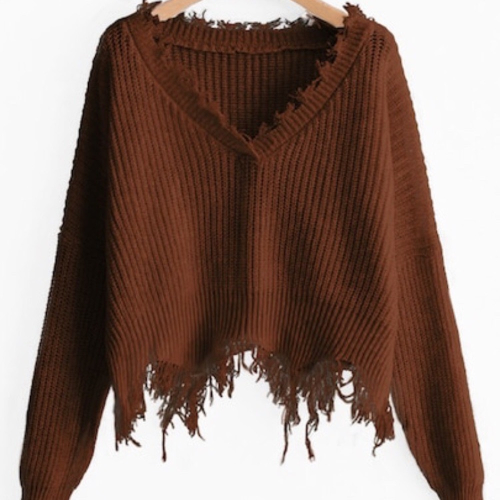 Solid Sweater Raw Cut Trim